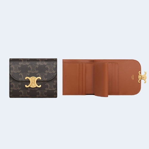 스몰 트리옹프 캔버스 플랩 지갑 탠