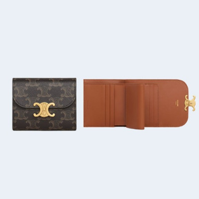 스몰 트리옹프 캔버스 플랩 지갑 탠