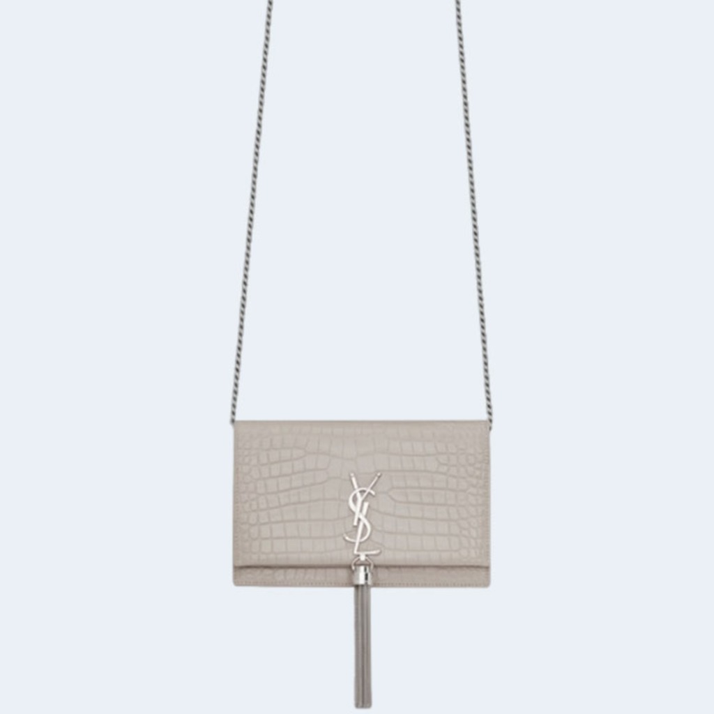 크로커다일 케이트 스몰 태슬백 그레이 실버