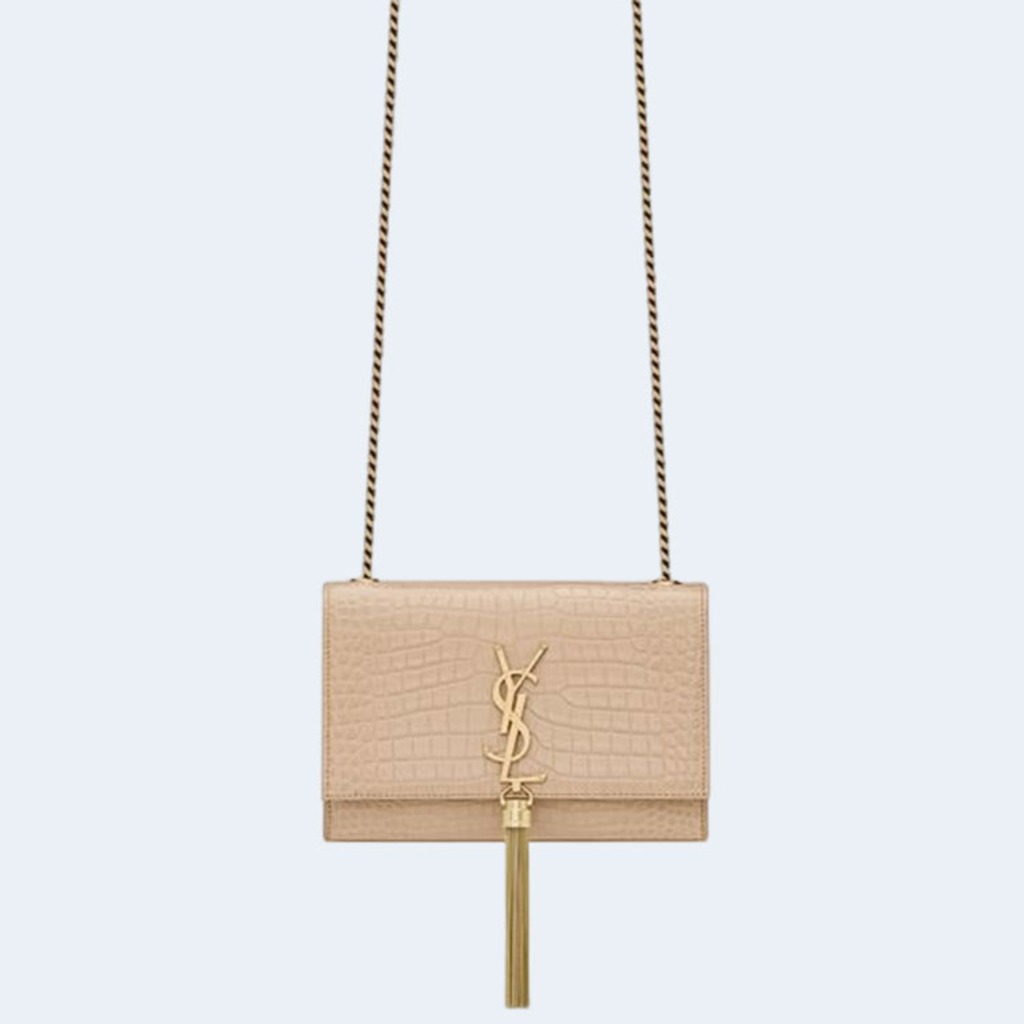 크로커다일 케이트 스몰 태슬백 베이지 골드