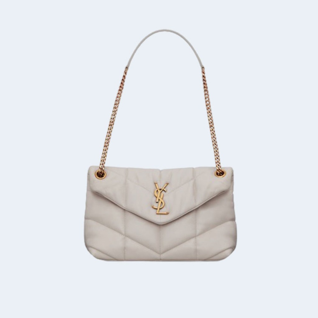 PUFFER 스몰 레더 숄더백 화이트 골드