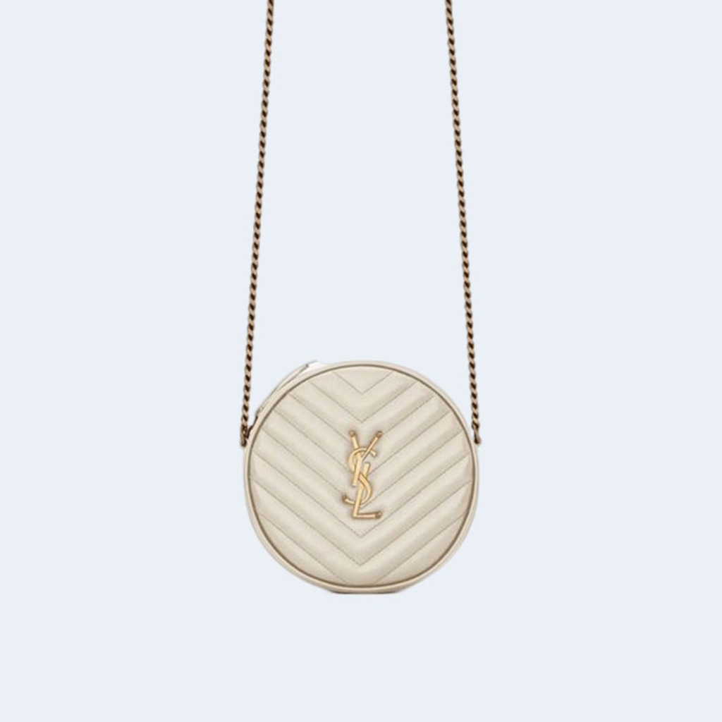 쉐브론 라운드 카메라 백 화이트