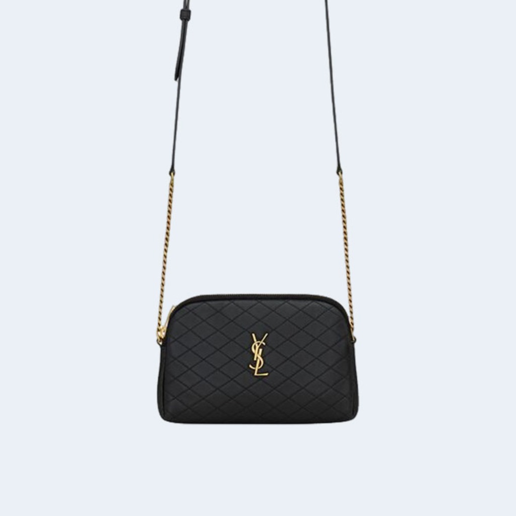 퀄티드 GABY 지퍼 파우치 블랙