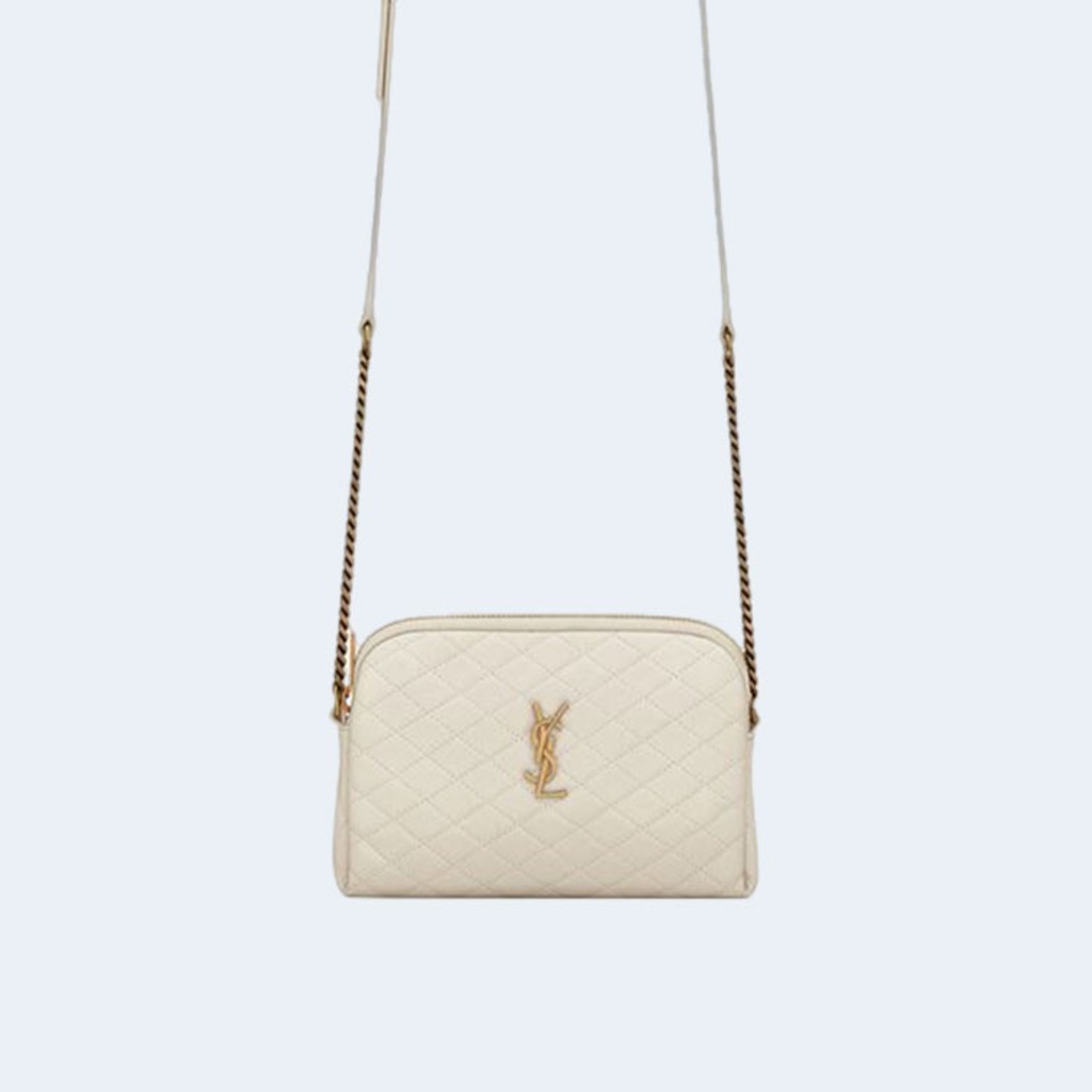 퀄티드 GABY 지퍼 파우치 화이트