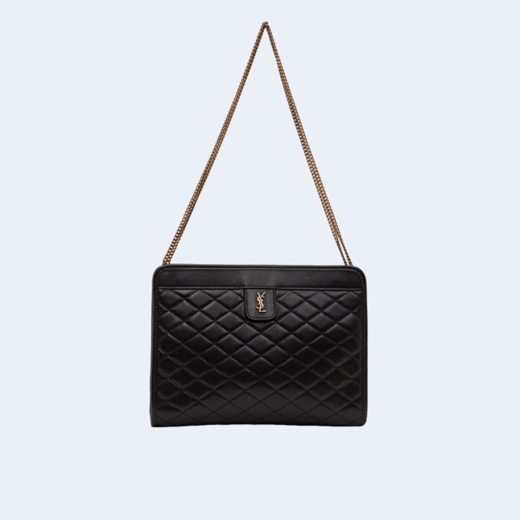 퀄티드 빅투아르 체인 숄더백 블랙 골드