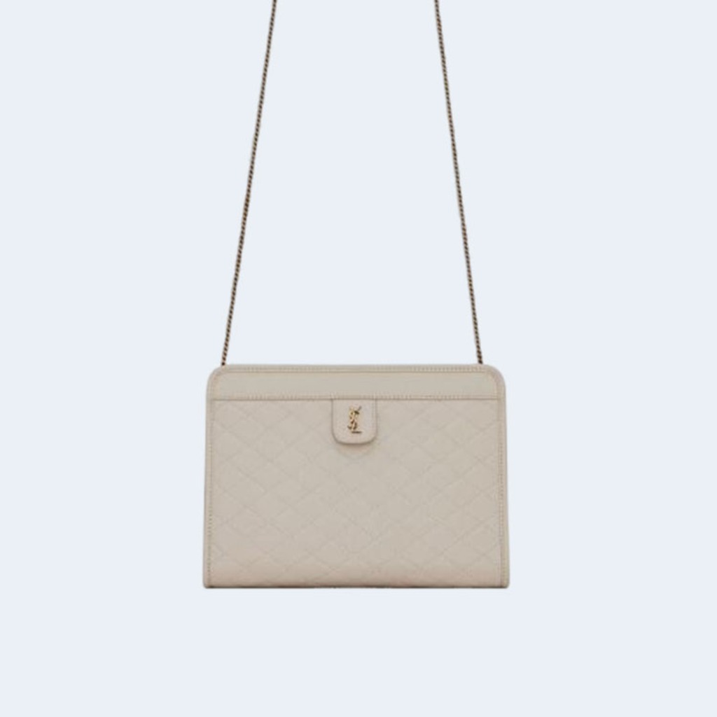 퀄티드 빅투아르 체인 숄더백 화이트 골드