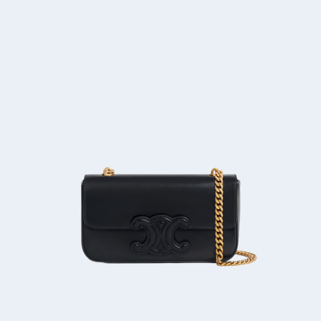 트리옹페 퀴르 체인 숄더백 블랙