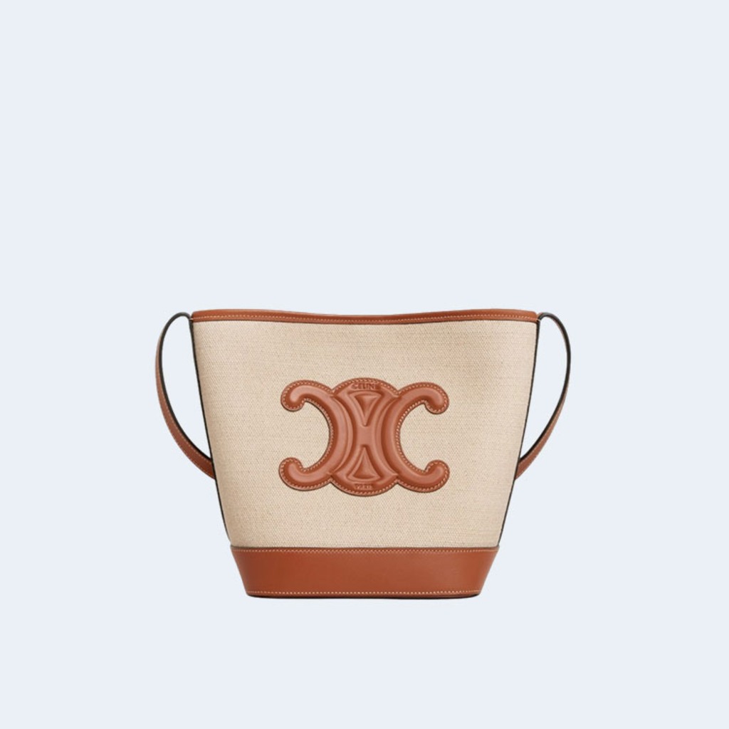 투톤 트리옹페 퀴르 버킷백 내추럴 브라운