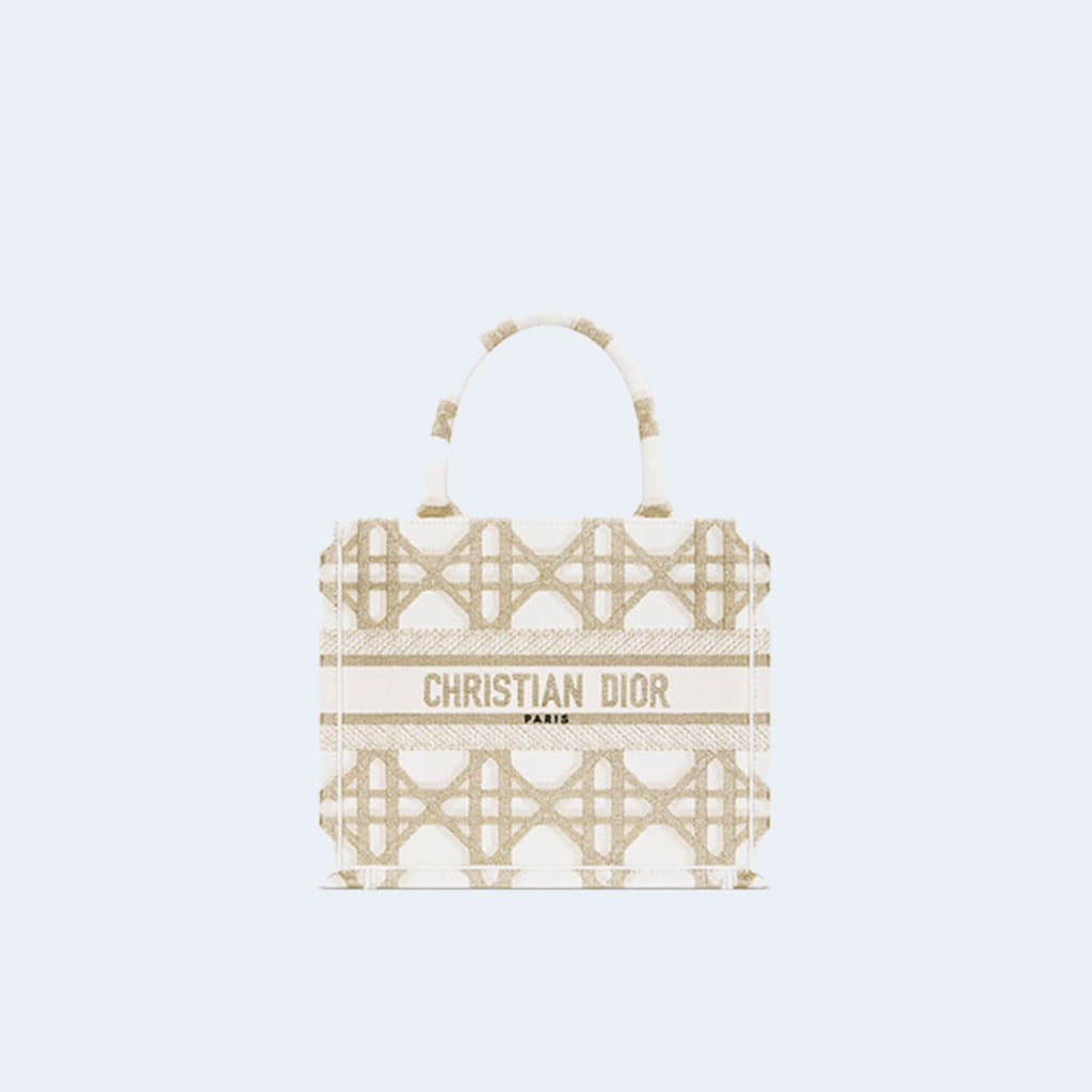 북 토트 백 마크로까나쥬 스몰 화이트 골드