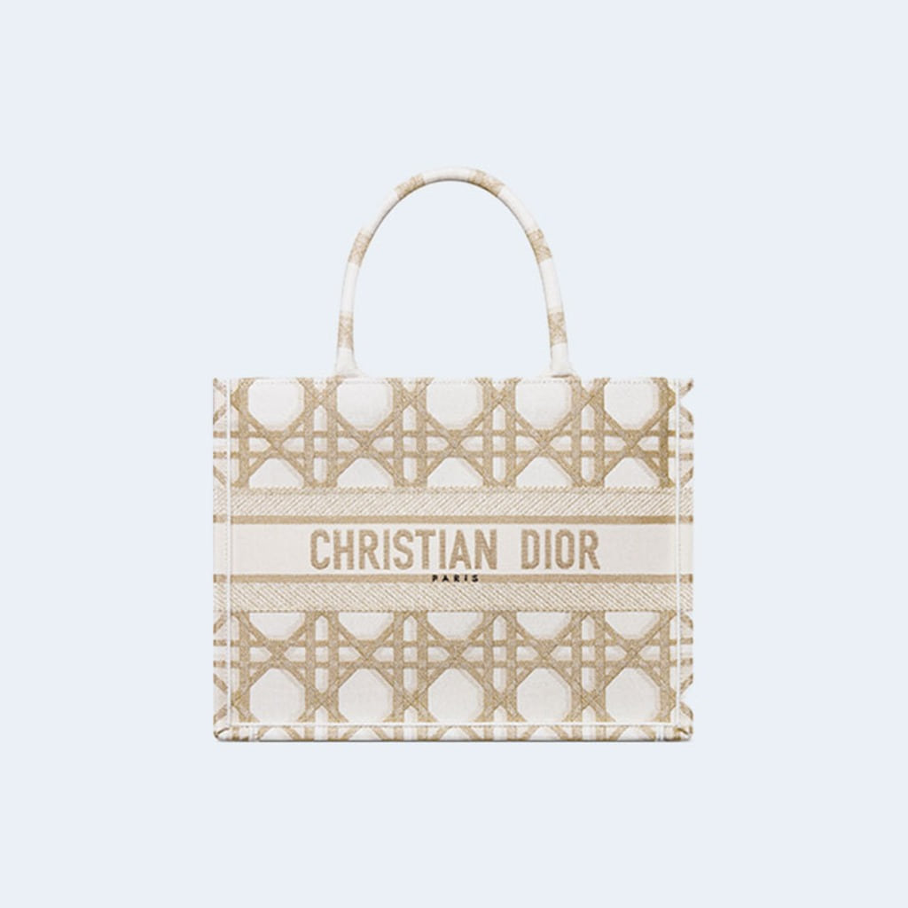 북 토트 백 마크로까나쥬 미디움 화이트 골드