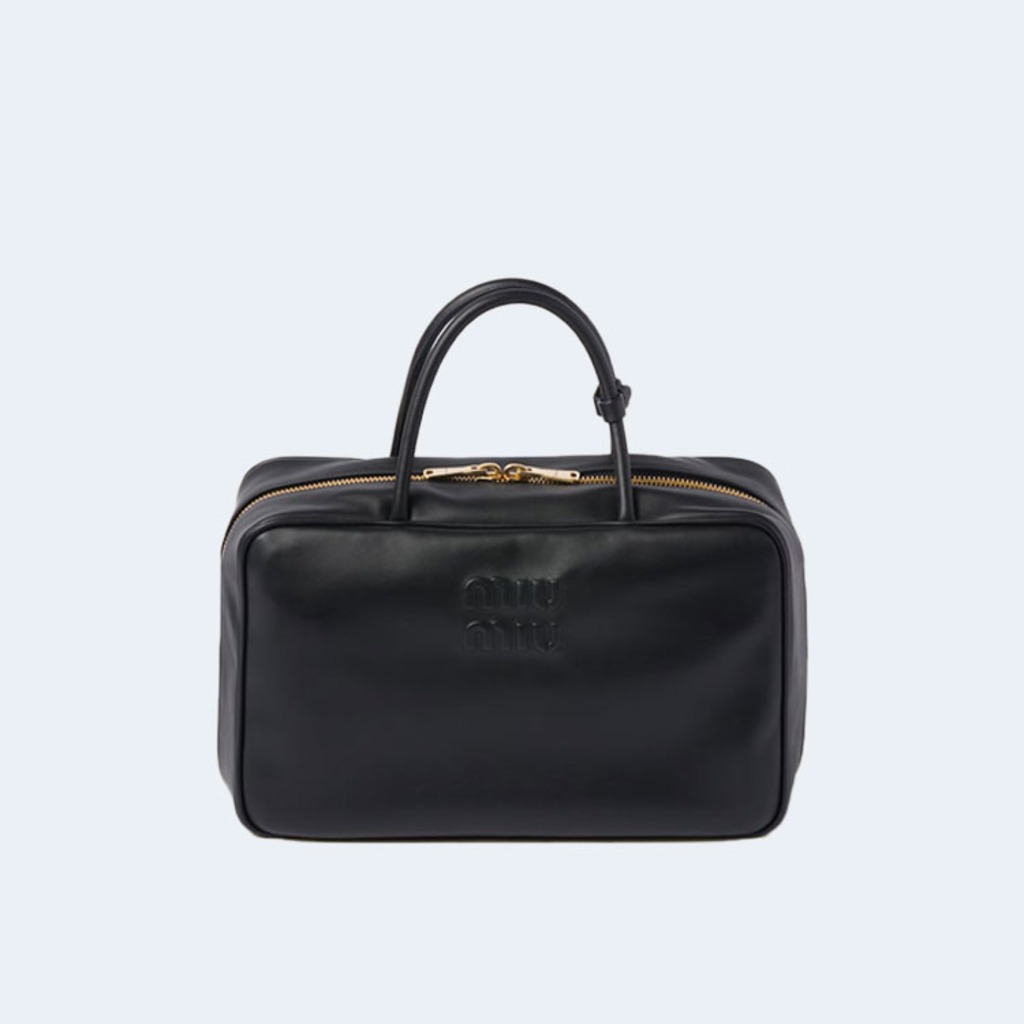 가죽 탑 핸들백 블랙