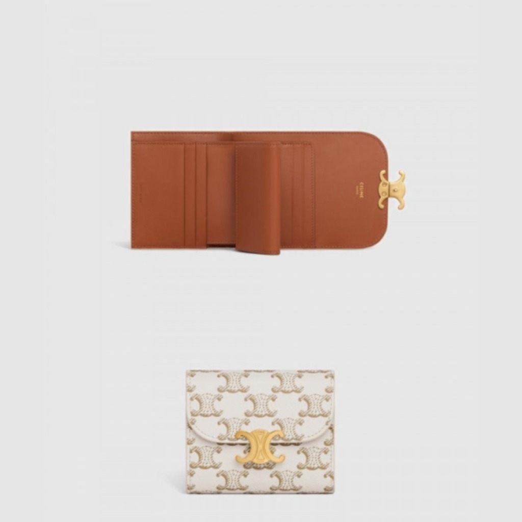 트리옹프 스몰 플랩 반지갑 화이트 탄