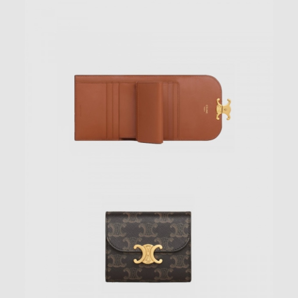 트리옹프 스몰 플랩 반지갑 탄