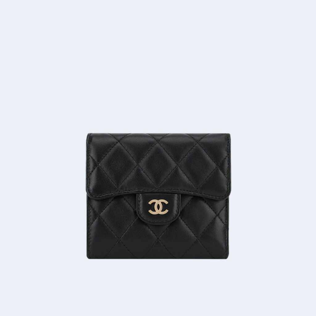 클래식 램스킨 스몰 플랩 지갑 골드