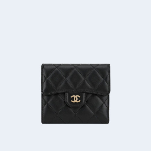 클래식 램스킨 스몰 플랩 지갑 골드