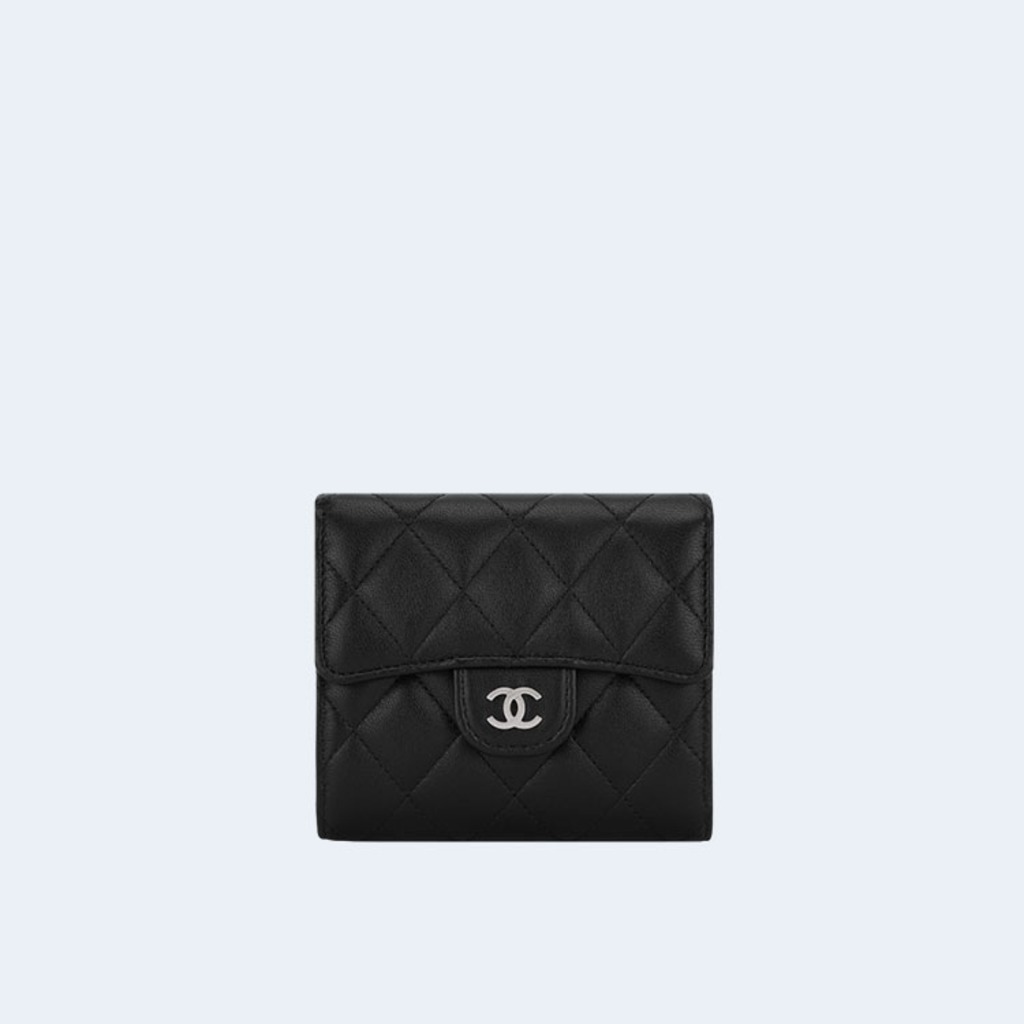 클래식 램스킨 스몰 플랩 지갑 실버