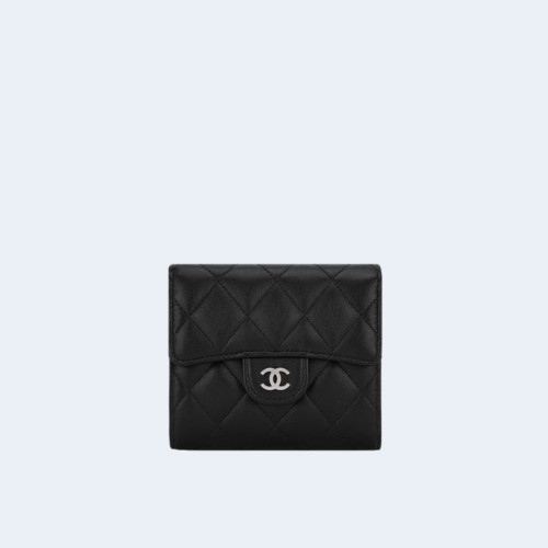 클래식 램스킨 스몰 플랩 지갑 실버