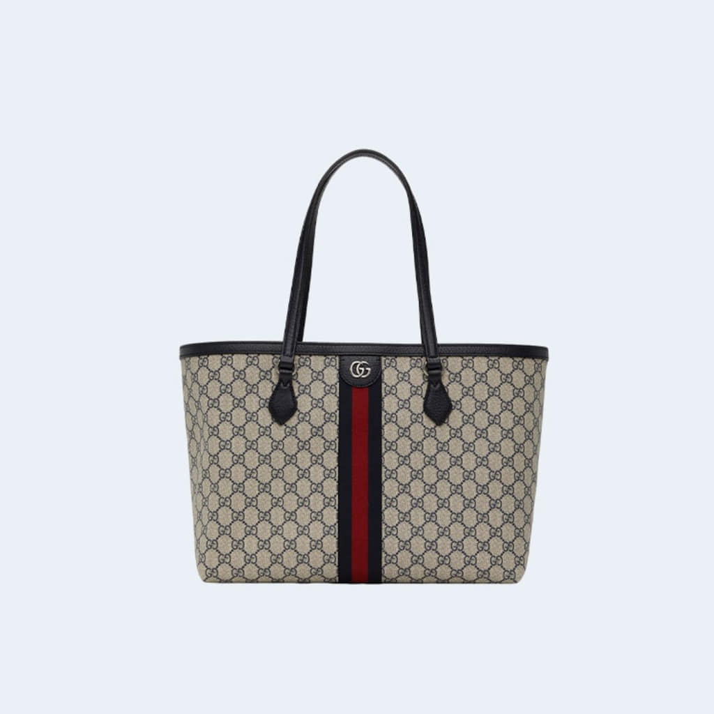 오피디아 GG 슈프림 토트백 블루&베이지