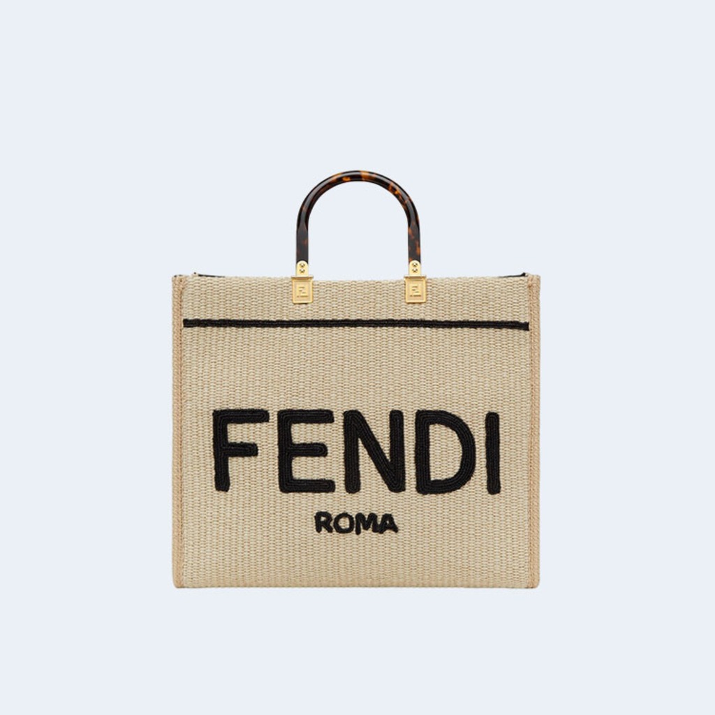 선샤인 스트로우 미디움 쇼퍼백 베이지