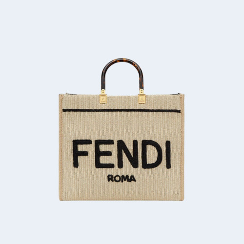 선샤인 스트로우 미디움 쇼퍼백 베이지