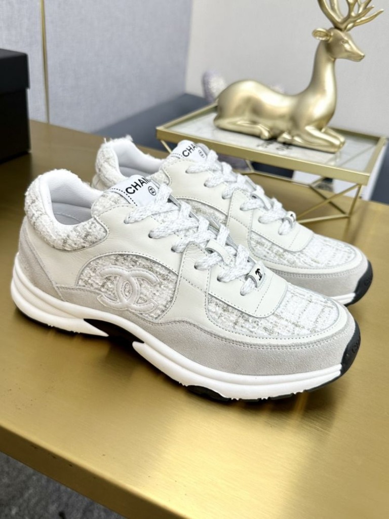 스니커즈 코튼 트위드 스웨이드