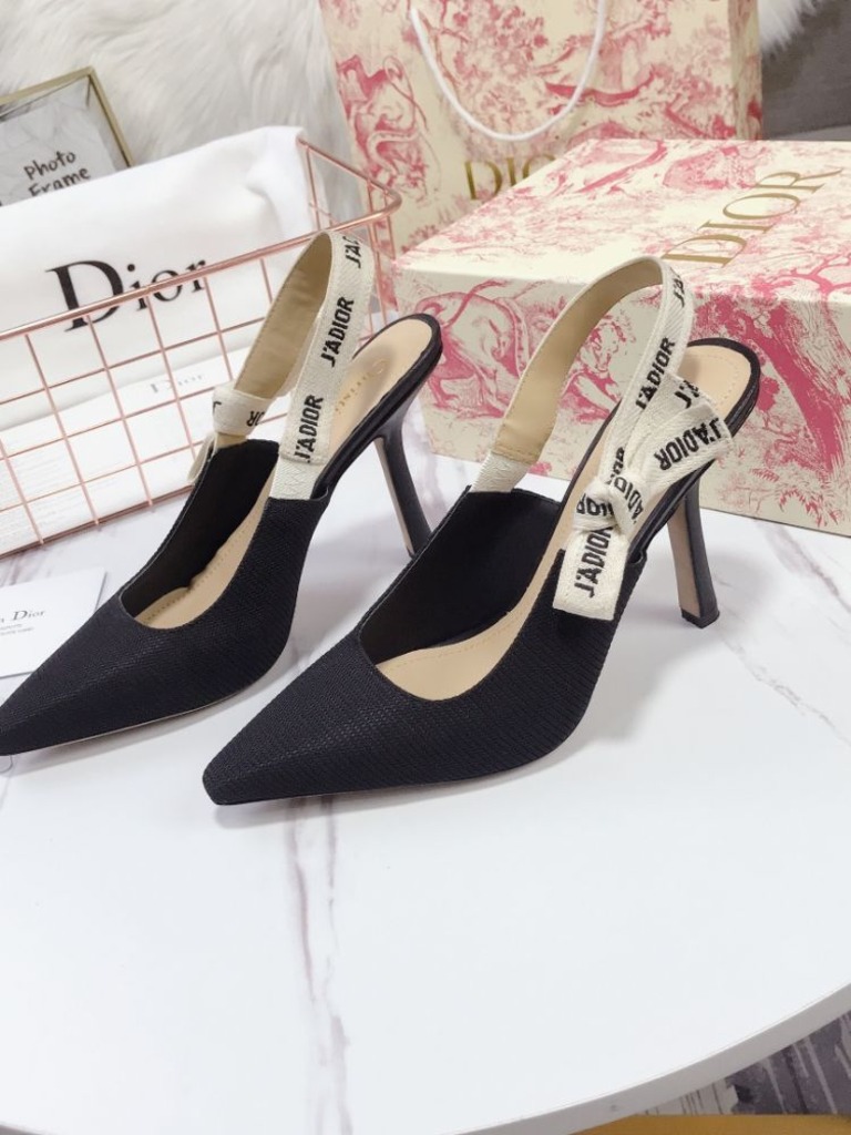 자디올 슬링백 펌프스 테크니컬 패브릭 블랙