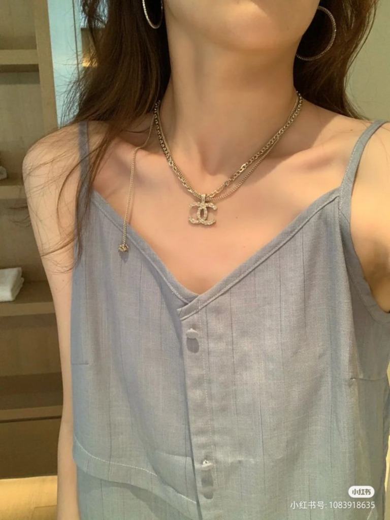 더블 레이어 체인 더블 C 목걸이