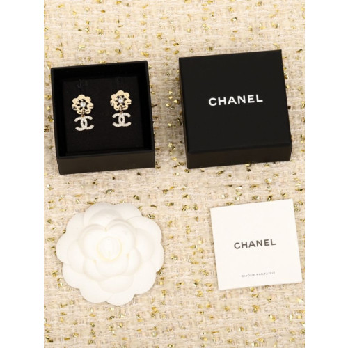 플라워 크리스탈 CC 드롭 이어링