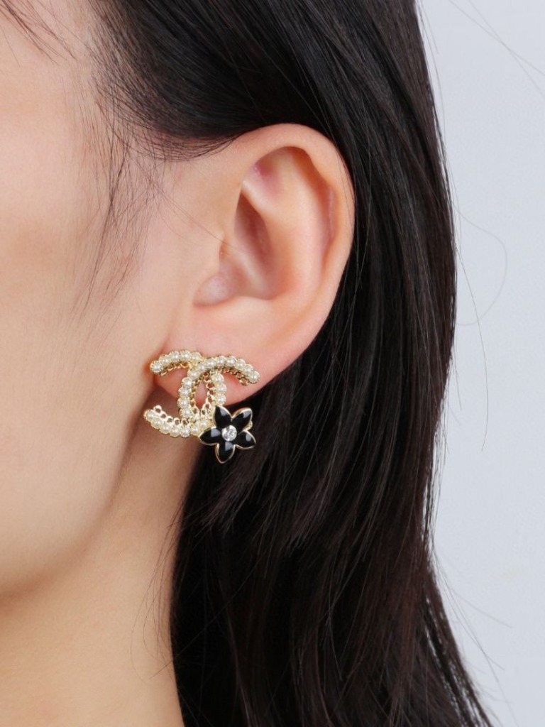 에나멜 드롭 + 진주 플라워 이어링