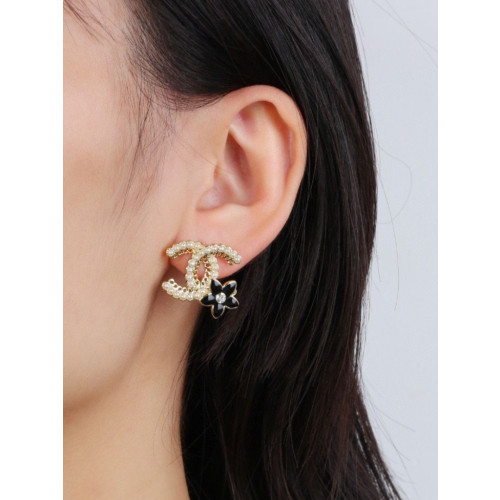 에나멜 드롭 + 진주 플라워 이어링