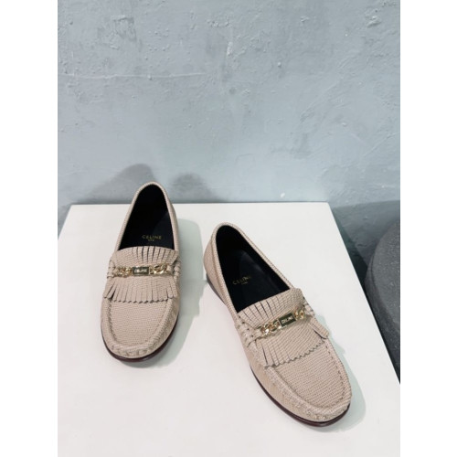 골드 체인 베이지 프린지 로퍼