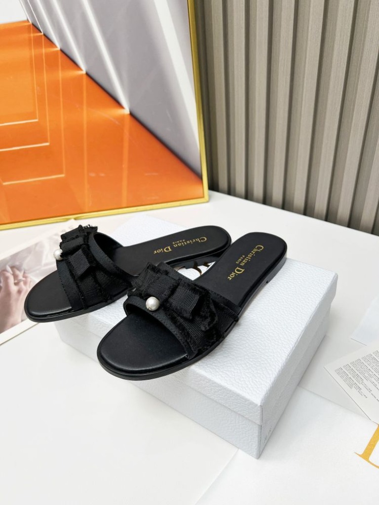 진주 포인트 오픈토 슬리퍼