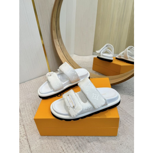 모노그램 화이트 더블 스트랩 샌들