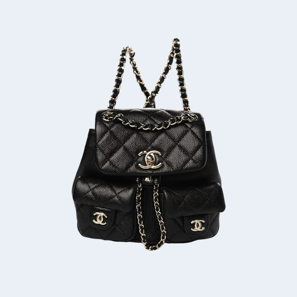 듀마 백팩 투포켓 카프스킨 골드 메탈 블랙 (스몰/미디움)