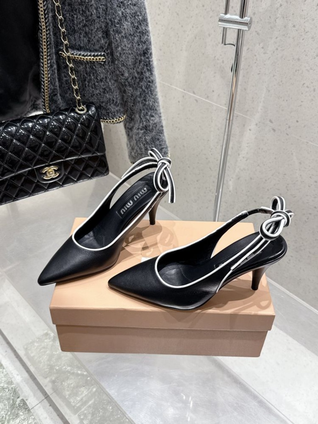 실루엣 오픈토 슬링백 힐