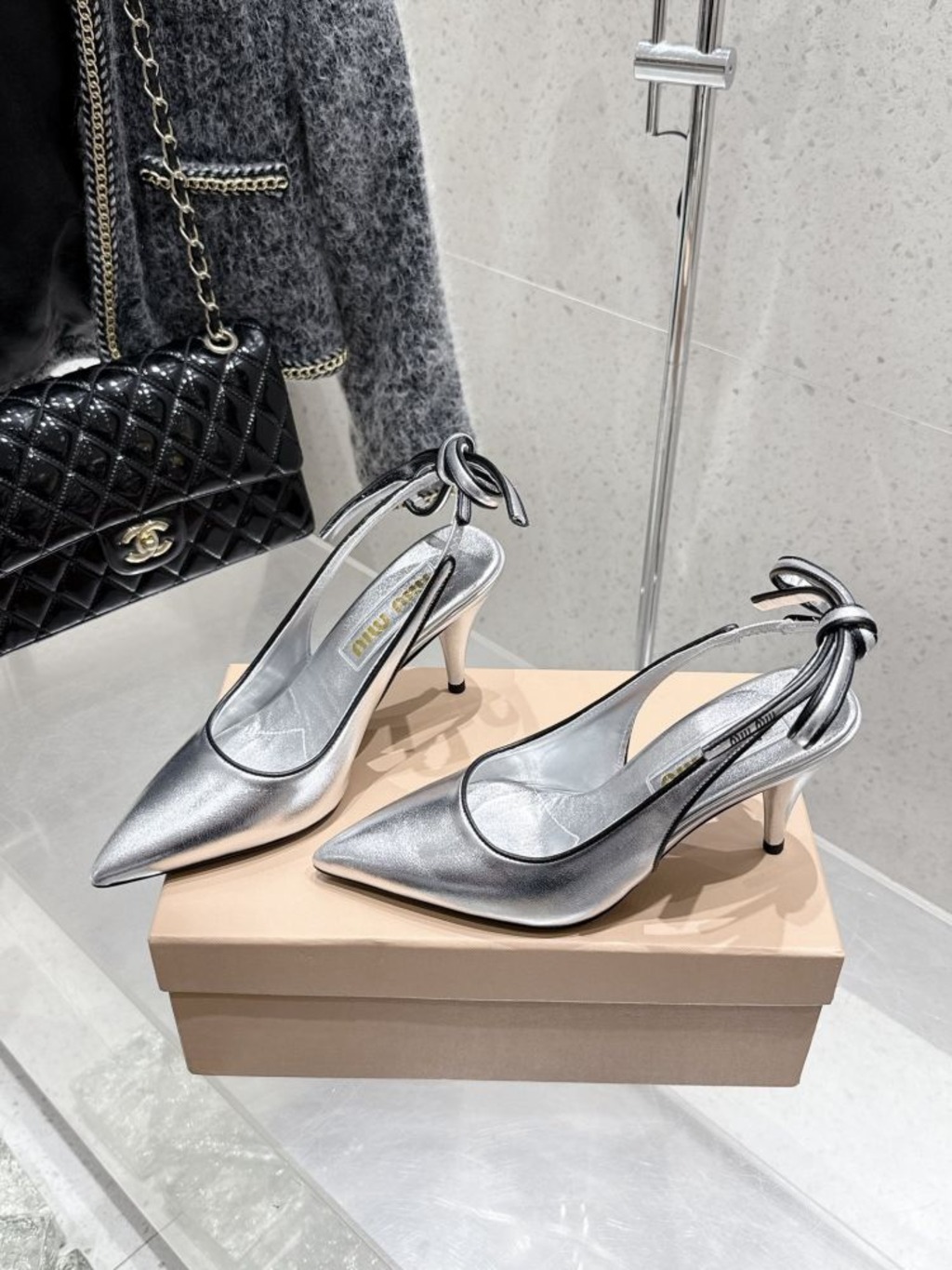 실루엣 오픈토 슬링백 힐