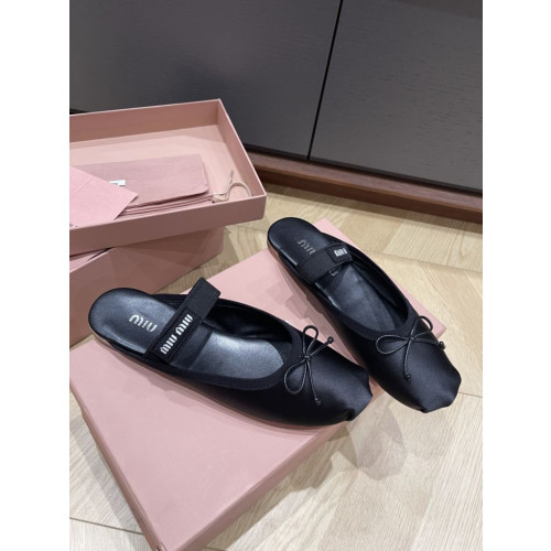 리본 라운드 토 플랫 뮬