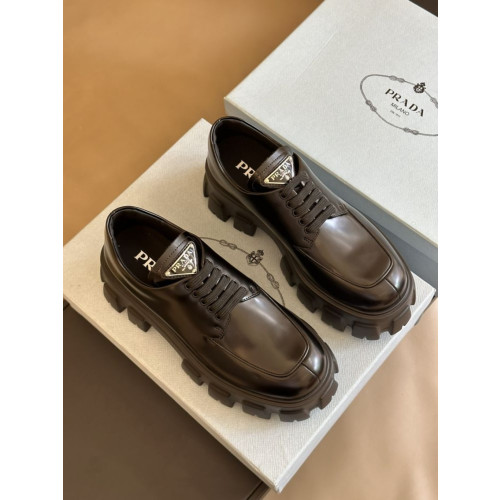 모놀리스 브러쉬드 레더 레이스업 슈즈 블랙