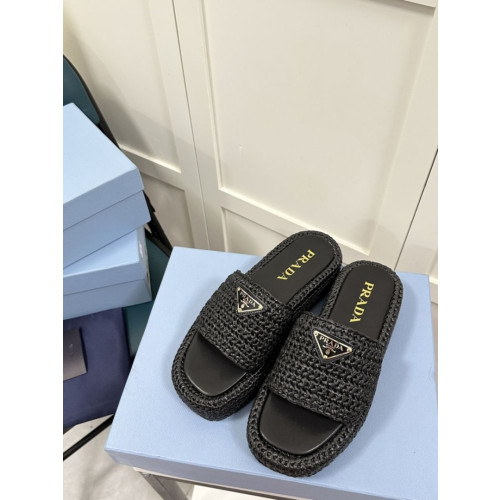 크로셰 플랫폼 슬라이드 블랙