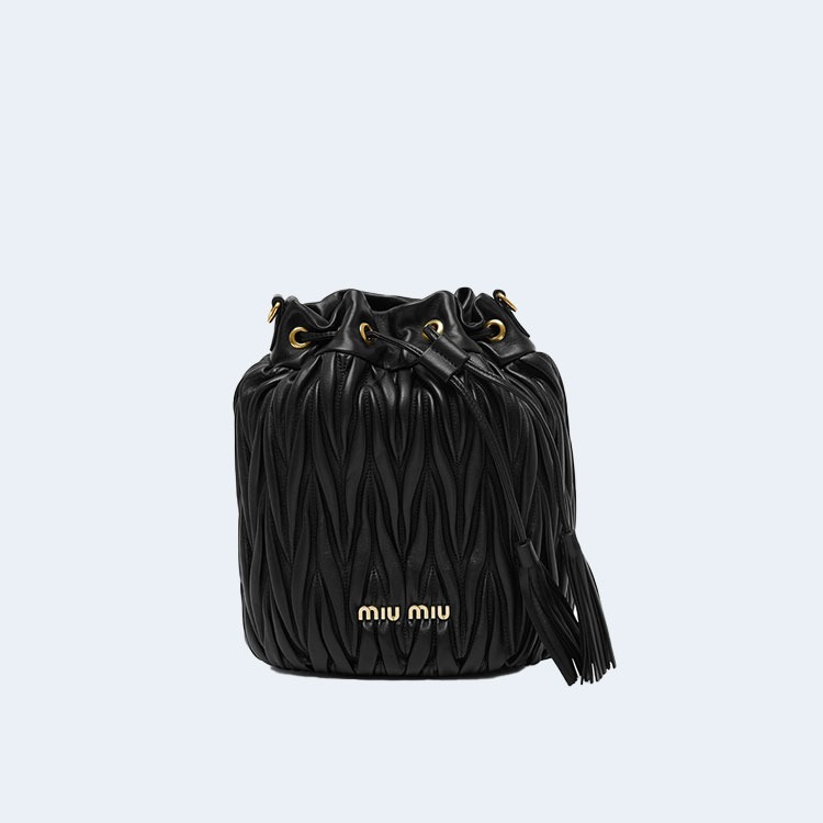 마테라쎄 나파 가죽 버킷백 블랙