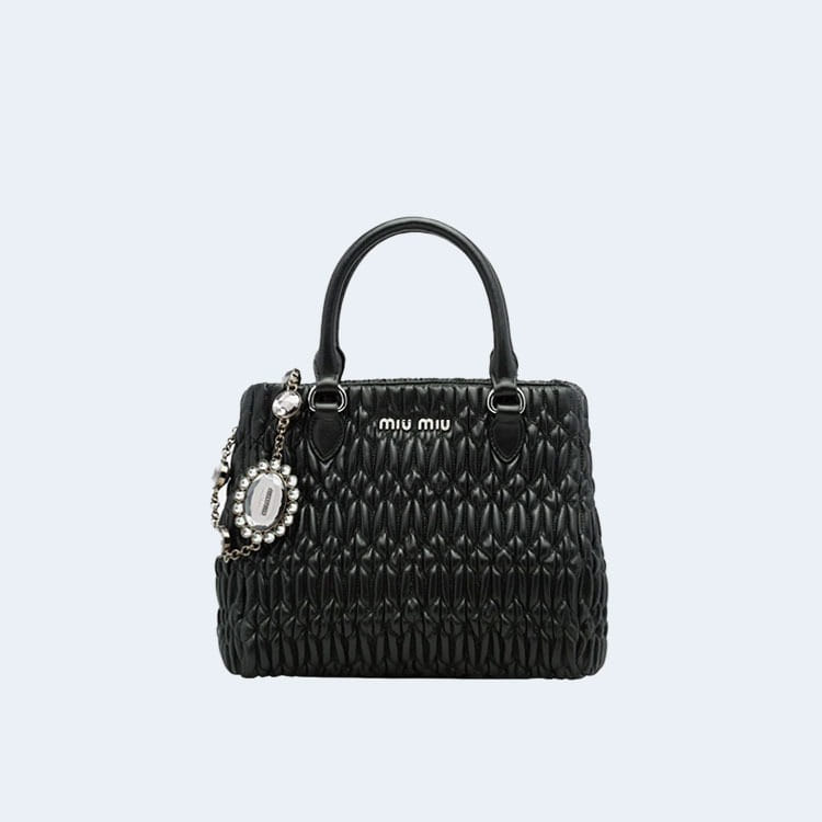 크리스탈 클로케 나파 가죽 핸드백 블랙