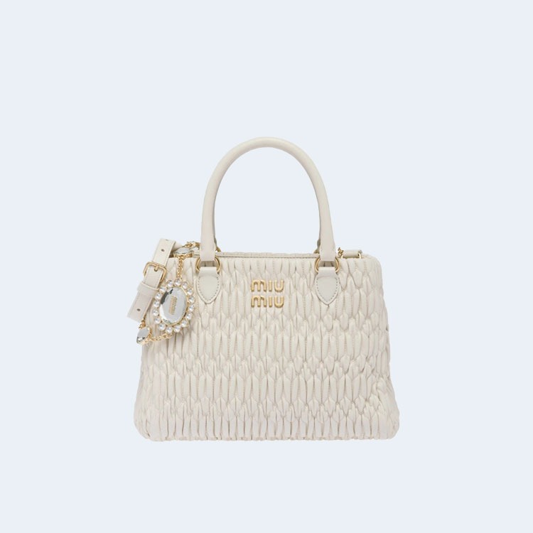 크리스탈 클로케 나파 가죽 핸드백 화이트