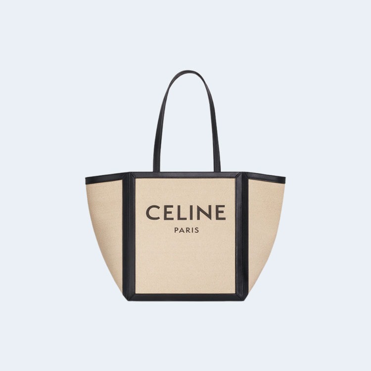 프린트 텍스타일 & 카프스킨 라지 스퀘어 바닐라 블랙