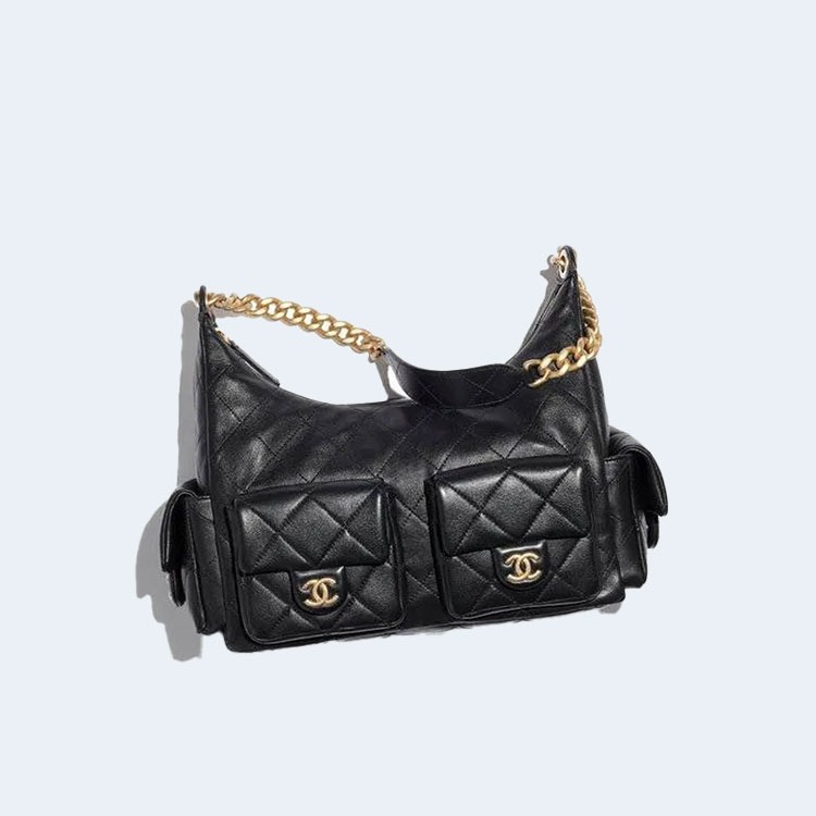 25C 더블 포켓 호보백 블랙 (라지/맥시)