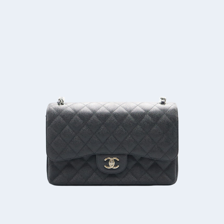 클래식 라지 캐비어 블랙 실버